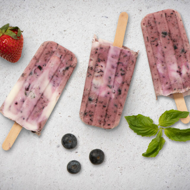 Image for Strawberry Blueberry Basil Swirl Yogurt Popsicles