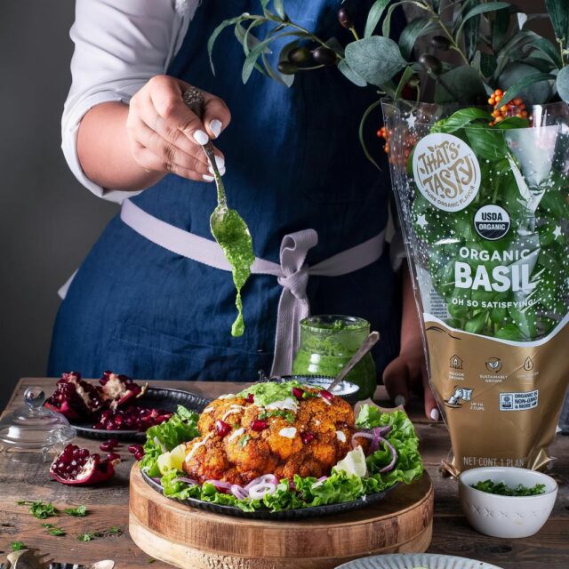 Image for Roasted Whole Cauliflower with Cilantro Basil Sauce