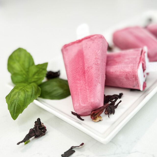 Image for Hibiscus and Basil Lemonade Popsicles