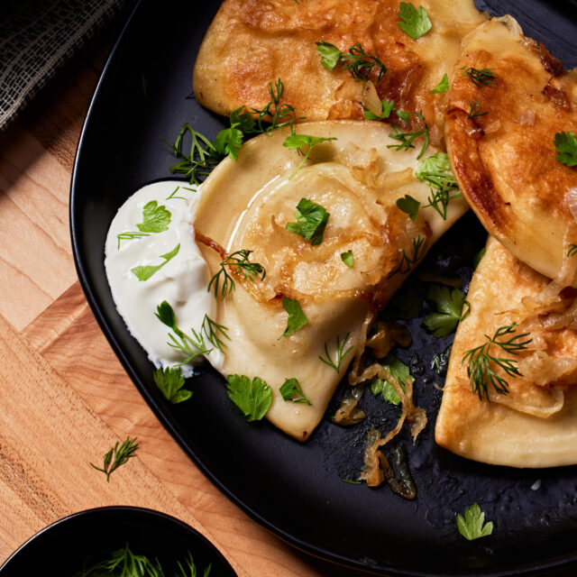 Image for Pierogies with Herb Sour Cream