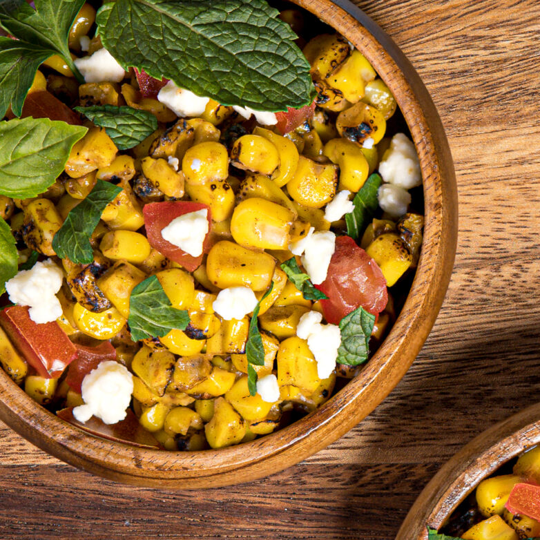 Grilled Corn, Tomato, Feta, and Herb Salad - Soli Organic